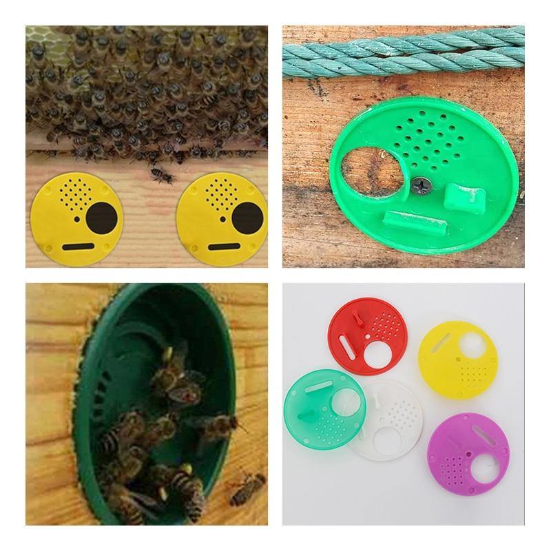 12PCs Runde Bienenstock Box Eingangstor Disk Kunststoff Bienen Nest Tür Waben Eingangstor Imker Werkzeug Ausstattung