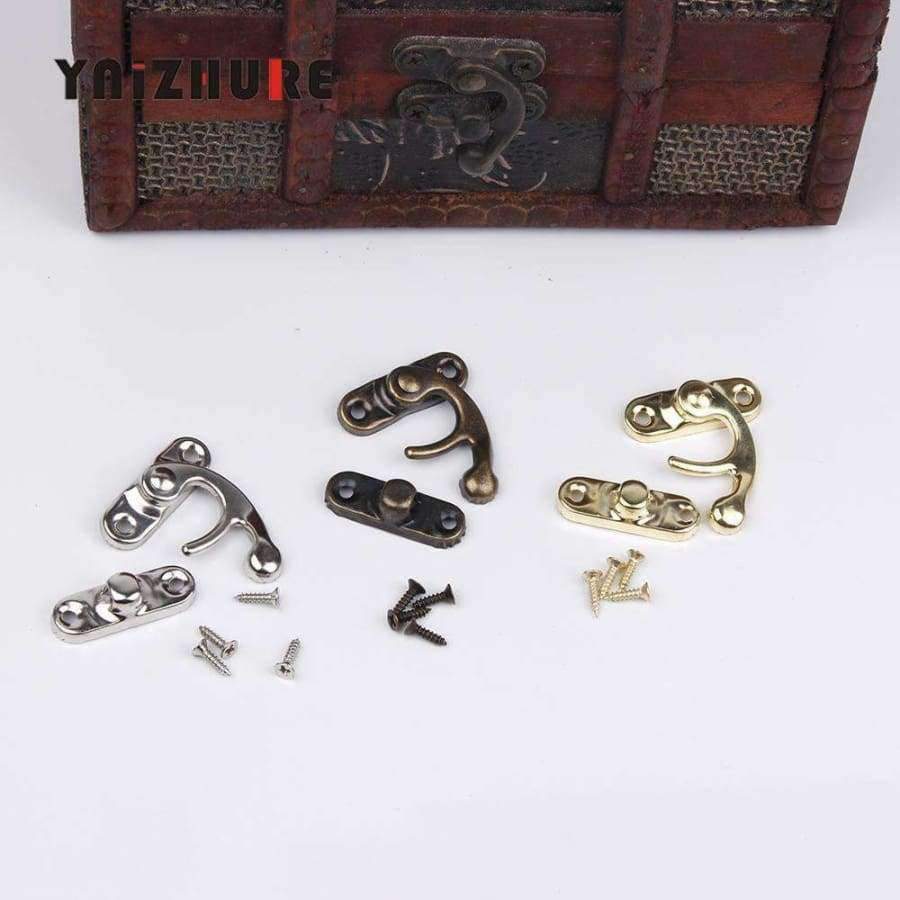2018 Echtes Hardware Schloss Holzbox Kostenloser Versand 50 Sets Metallhaken Box Riegel Verschluss Schloss Handtasche Antikbronze 4 Löcher 28*33mm