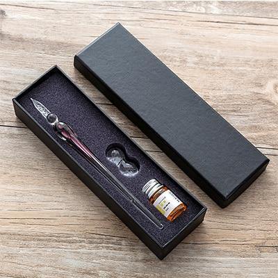 Glas Dip Pen Unterschriftenstift Füllfederhalter Büro Geschäft Schule Schreibwaren Geschenkset Stift + Tinte Set