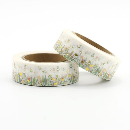 1PCS Colorful Foil Plants & Flowers Washi Tape DIY Decoration Scrapbooking Planner Masking Tape Kawaii Stationery Tape