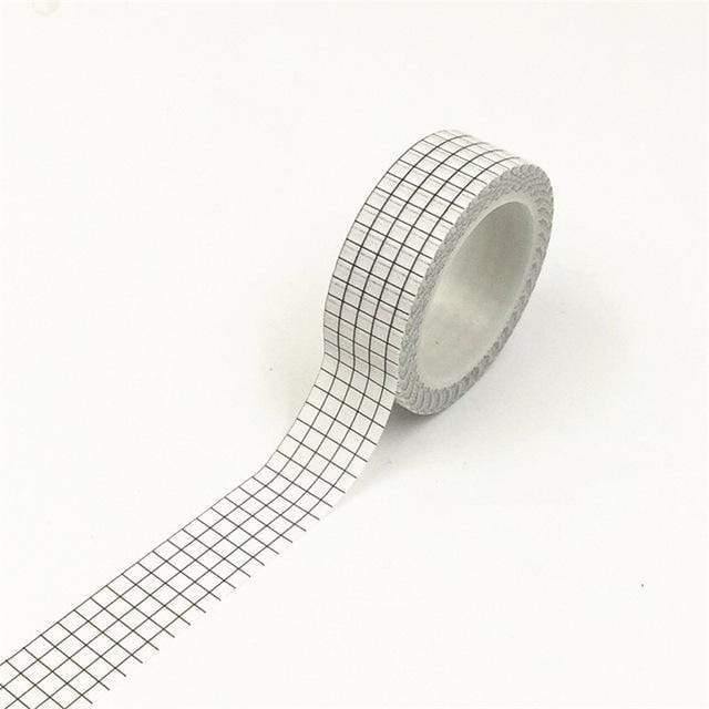10M Black-White Grid Washi Tape Japanese Paper DIY Planner Cover Tape Adhesive Tape Stickers Decorative Stationery Tape
