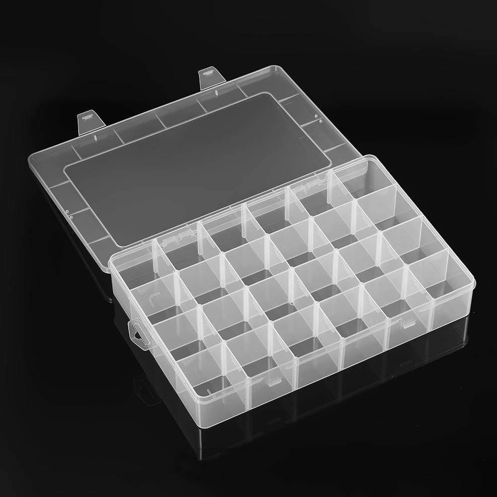 24 Compartments Transparent Large Adjustable Plastic Storage Boxes Jewelry Beads Bathroom Accessories Tools Organizer Box