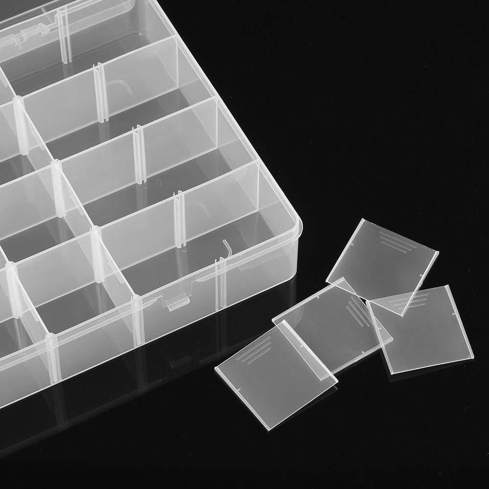 24 Compartments Transparent Large Adjustable Plastic Storage Boxes Jewelry Beads Bathroom Accessories Tools Organizer Box