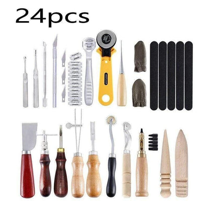 Professional 37-piece Leather Craft Tool Set Hand Sewing Stitch Punch Carving Work for DIY Handmade Leather Accessories