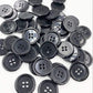 50 pieces 11/15/18/20/25/30mm black overcoat plastic button 4 holes crafting sewing PT251