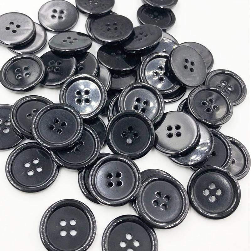 50 pieces 11/15/18/20/25/30mm black overcoat plastic button 4 holes crafting sewing PT251