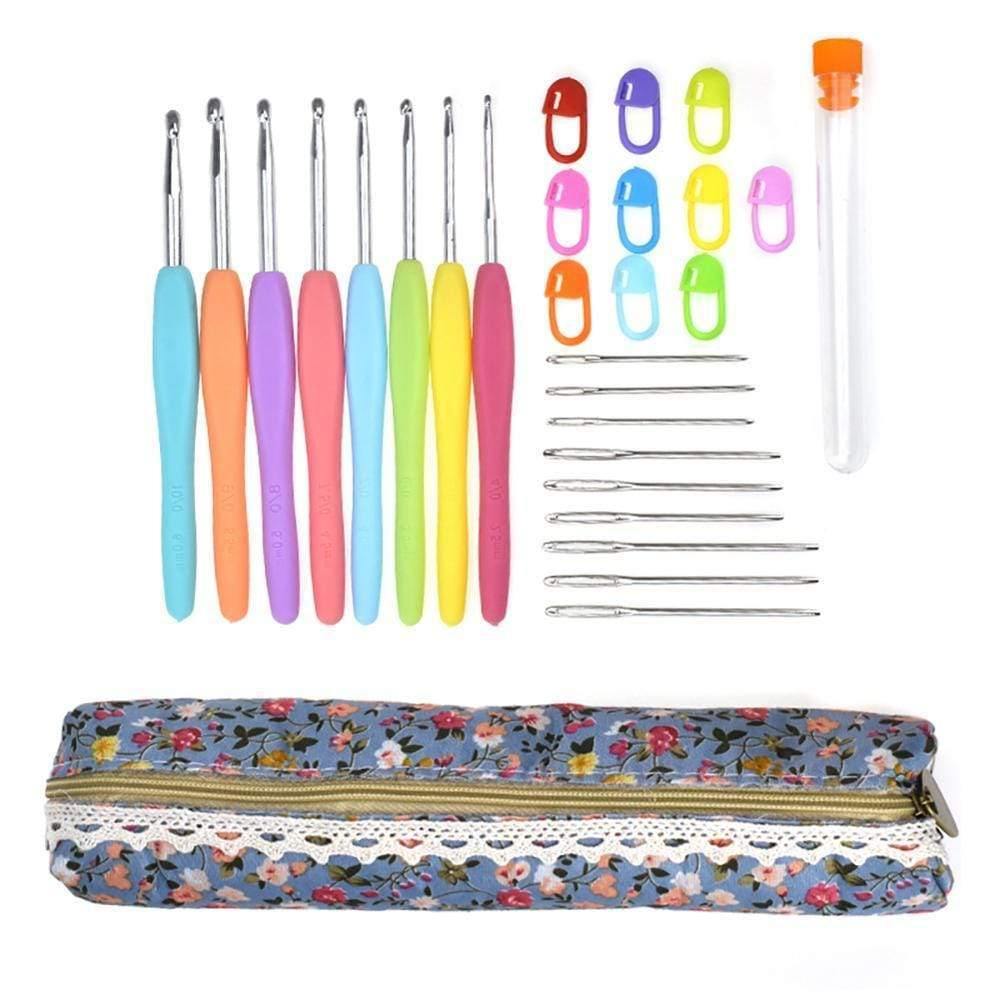 22-teiliges Premium-Häkelnadel-Set Garn-Häkelnadeln Stiche Weben Strickhandwerks-Set DIY Nadelkunst Scheren Stich
