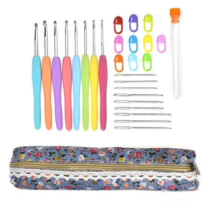 22-teiliges Premium-Häkelnadel-Set Garn-Häkelnadeln Stiche Weben Strickhandwerks-Set DIY Nadelkunst Scheren Stich