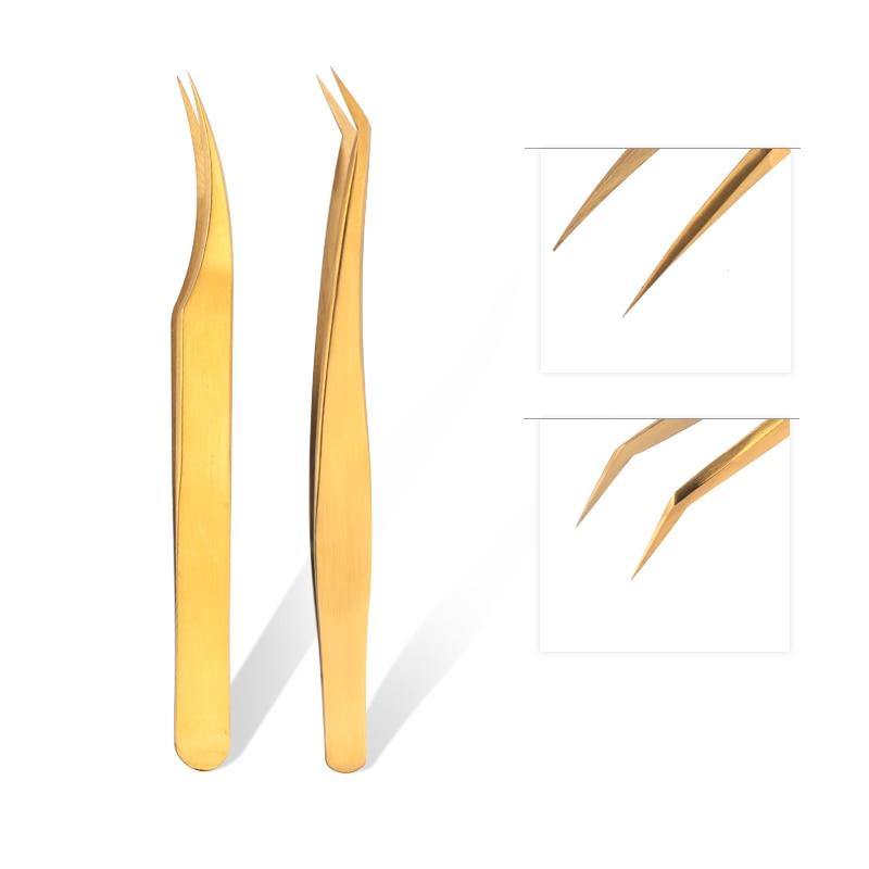 TOP quality stainless steel tweezers rainbow color straight bend ESD multifunction eyelash curlers for nail sewing DIY