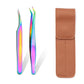 TOP quality stainless steel tweezers rainbow color straight bend ESD multifunction eyelash curlers for nail sewing DIY