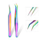 TOP quality stainless steel tweezers rainbow color straight bend ESD multifunction eyelash curlers for nail sewing DIY