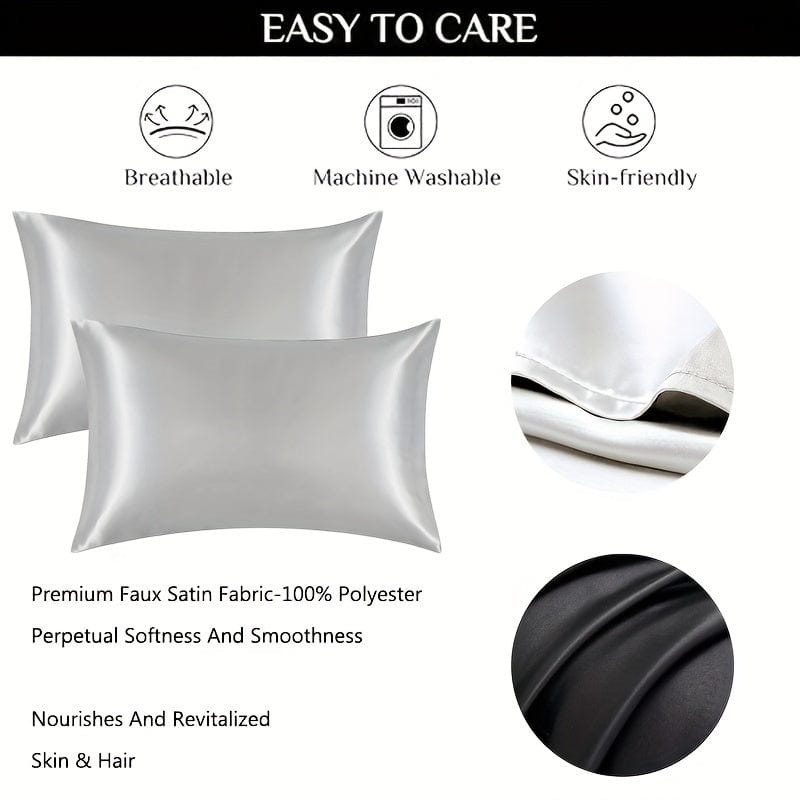 2pcs Satin-Kissenbezug, weiche und glatte Textur, Satin einfarbige Umschlagkissenbezüge, reduzieren Haarbruch, verhindern Falten
