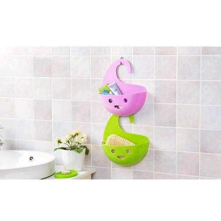 2 Stück Smile Face Hängender Aufbewahrungskorb stapelbares Regal Duschbad Organizer Badezimmer Küche Zubehör