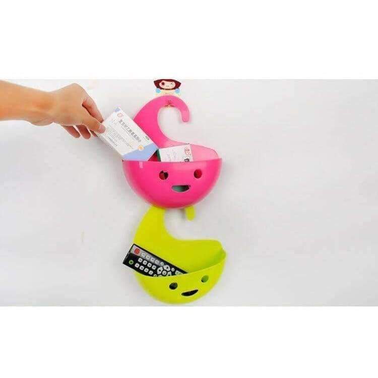 2 Stück Smile Face Hängender Aufbewahrungskorb stapelbares Regal Duschbad Organizer Badezimmer Küche Zubehör