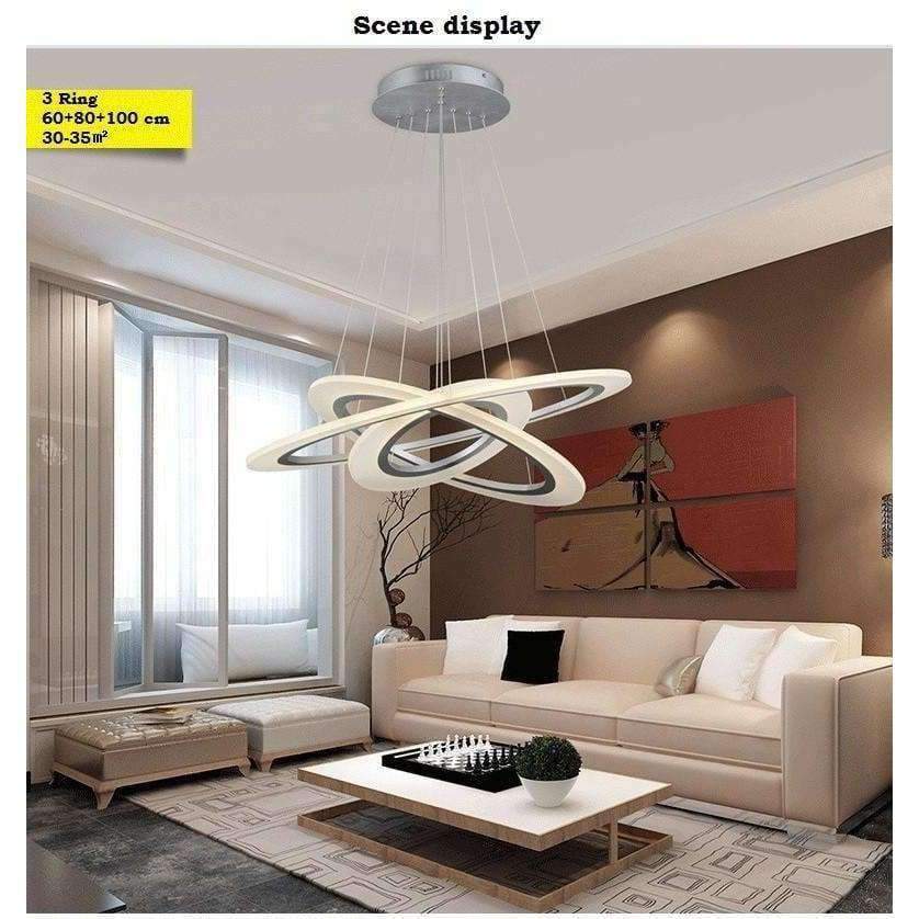 3/2/1 Ring Aluminium Acryl LED Deckenleuchte Wohnzimmer Schlafzimmer Arbeitszimmer Lampe Büro & Gewerbebeleuchtung Kronleuchter 90-240V