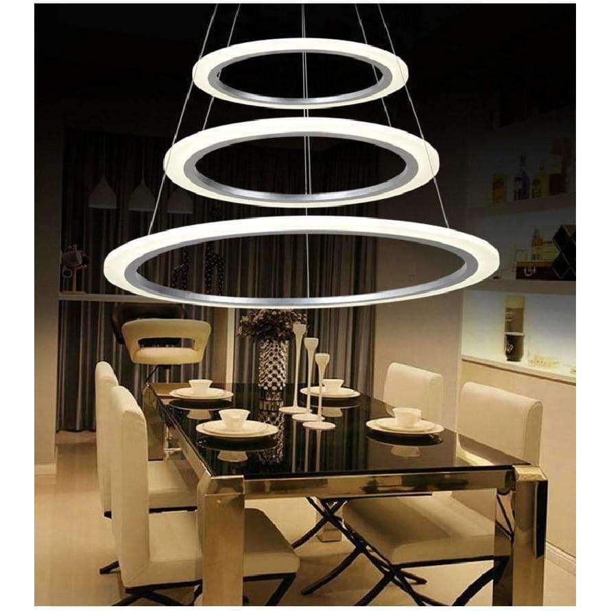 3/2/1 Ring Aluminium Acryl LED Deckenleuchte Wohnzimmer Schlafzimmer Arbeitszimmer Lampe Büro & Gewerbebeleuchtung Kronleuchter 90-240V