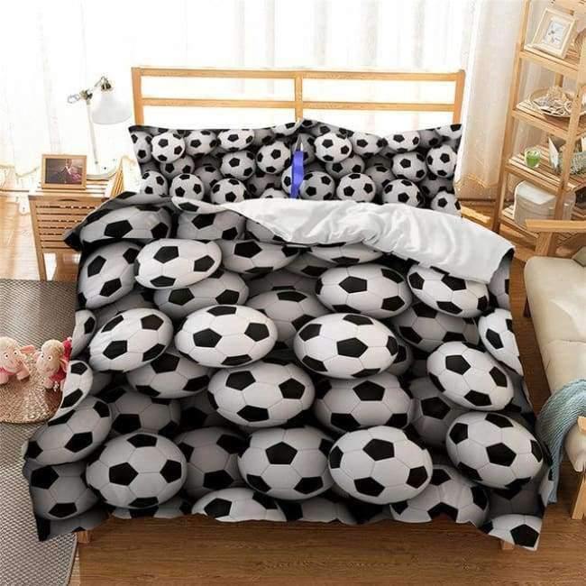 3D Bettwäsche Set Fußball Druck Bettbezug Set lebensechte Bettwäsche mit Kissenbezug Bett Set Heimtextilien #2-5