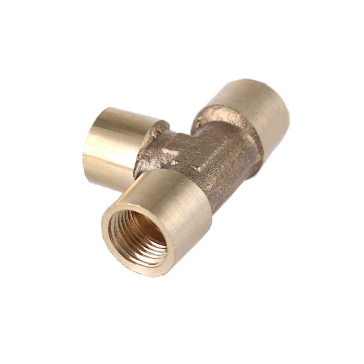 3-Way Tee T-Type 1/8" 1/4" 3/8" 1/2" 3/4" BSP Internal Thread Brass Pipe Connecting Adapter Coupling Connector for Air Water Fuel Gas