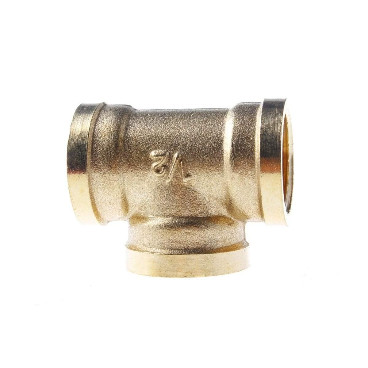 3-Way Tee T-Type 1/8" 1/4" 3/8" 1/2" 3/4" BSP Internal Thread Brass Pipe Connecting Adapter Coupling Connector for Air Water Fuel Gas