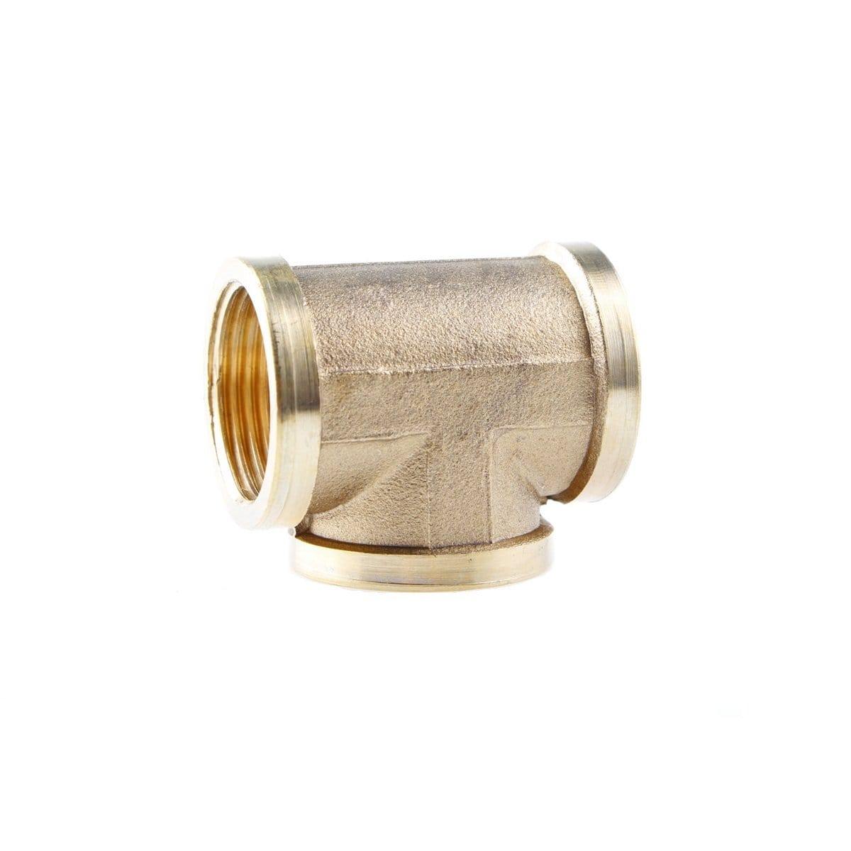 3-Way Tee T-Type 1/8" 1/4" 3/8" 1/2" 3/4" BSP Internal Thread Brass Pipe Connecting Adapter Coupling Connector for Air Water Fuel Gas
