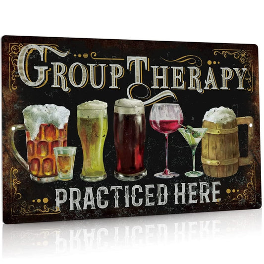 1 Stück, Put Decor Lustiges Gruppentherapie Metallschild, Vintage Man Cave Bar Dekor, 30,48x20,32 cm, Zinnschild