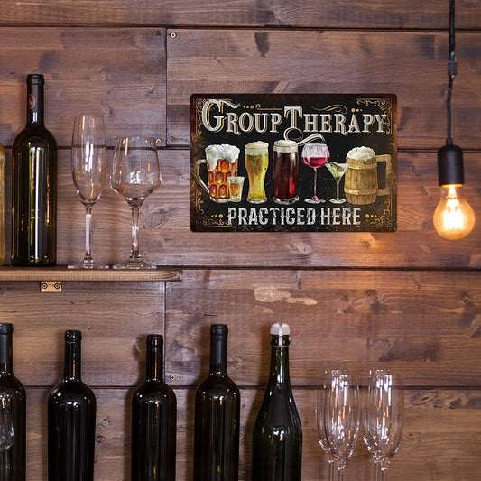 1 Stück, Put Decor Lustiges Gruppentherapie Metallschild, Vintage Man Cave Bar Dekor, 30,48x20,32 cm, Zinnschild