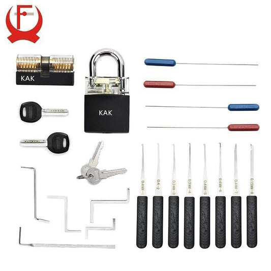Schlosser Übungs Schloss Spannschlüssel Werkzeug Pick Set Haken Kombination Vorhängeschloss Gebrochener Schlüssel Extraktionswerkzeuge Hardware mit Abdeckung