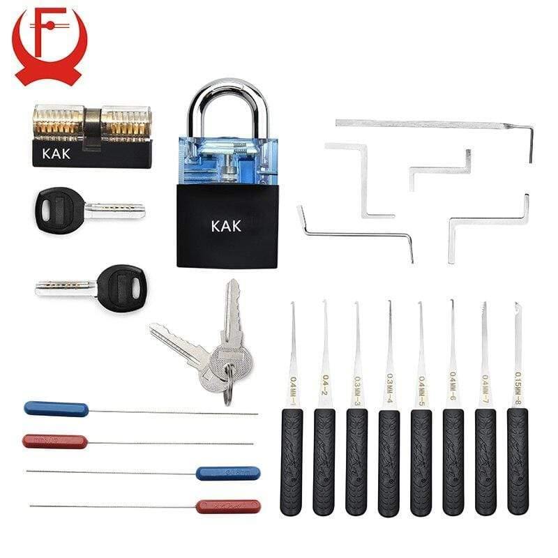 Schlosser Übungs Schloss Spannschlüssel Werkzeug Pick Set Haken Kombination Vorhängeschloss Gebrochener Schlüssel Extraktionswerkzeuge Hardware mit Abdeckung