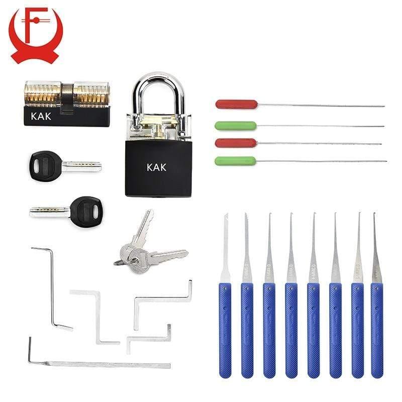 Schlosser Übungs Schloss Spannschlüssel Werkzeug Pick Set Haken Kombination Vorhängeschloss Gebrochener Schlüssel Extraktionswerkzeuge Hardware mit Abdeckung