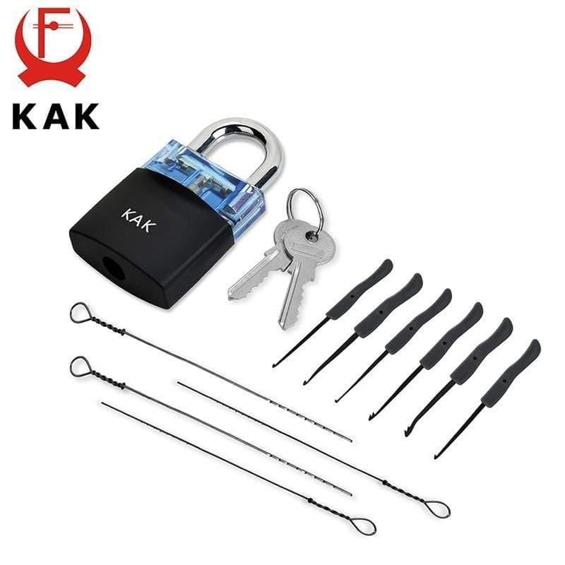 Schlosser Übungs Schloss Spannschlüssel Werkzeug Pick Set Haken Kombination Vorhängeschloss Gebrochener Schlüssel Extraktionswerkzeuge Hardware mit Abdeckung