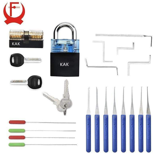 Schlosser Übungs Schloss Spannschlüssel Werkzeug Pick Set Haken Kombination Vorhängeschloss Gebrochener Schlüssel Extraktionswerkzeuge Hardware mit Abdeckung