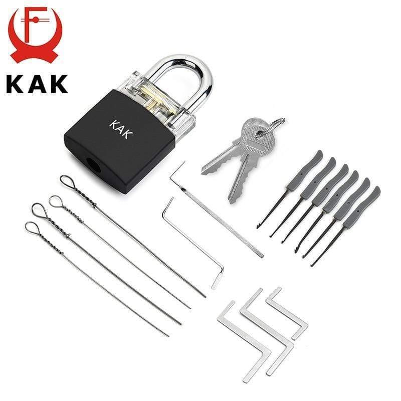 Schlosser Übungs Schloss Spannschlüssel Werkzeug Pick Set Haken Kombination Vorhängeschloss Gebrochener Schlüssel Extraktionswerkzeuge Hardware mit Abdeckung