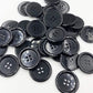 50 pieces 11/15/18/20/25/30mm black overcoat plastic button 4 holes crafting sewing PT251