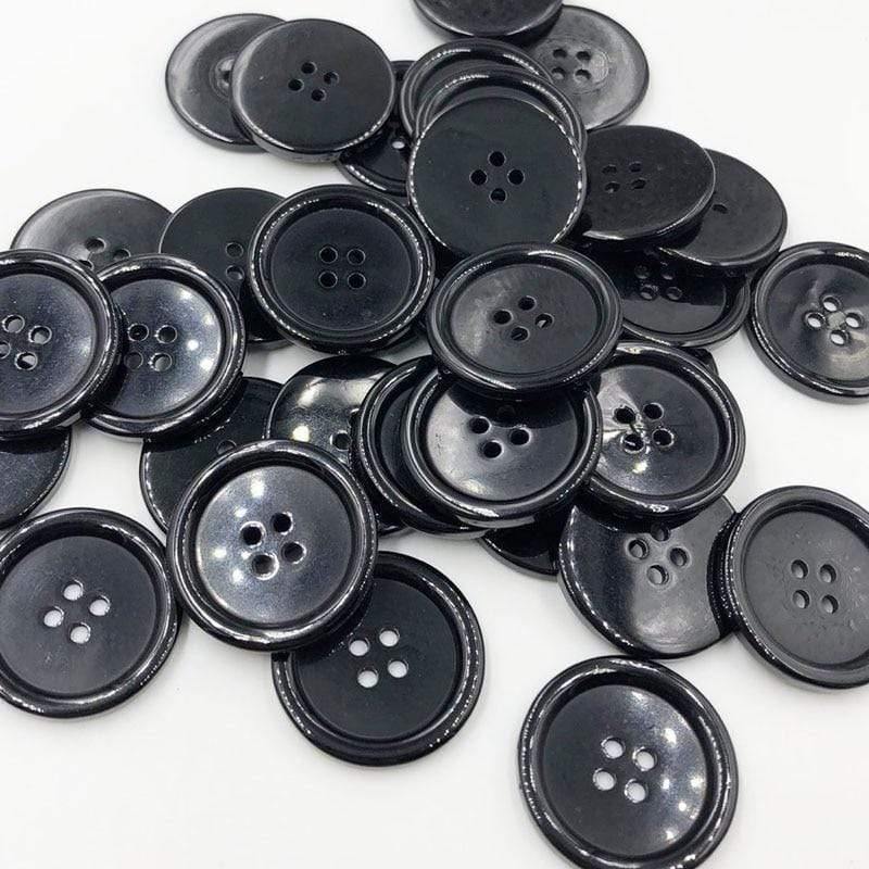 50 pieces 11/15/18/20/25/30mm black overcoat plastic button 4 holes crafting sewing PT251