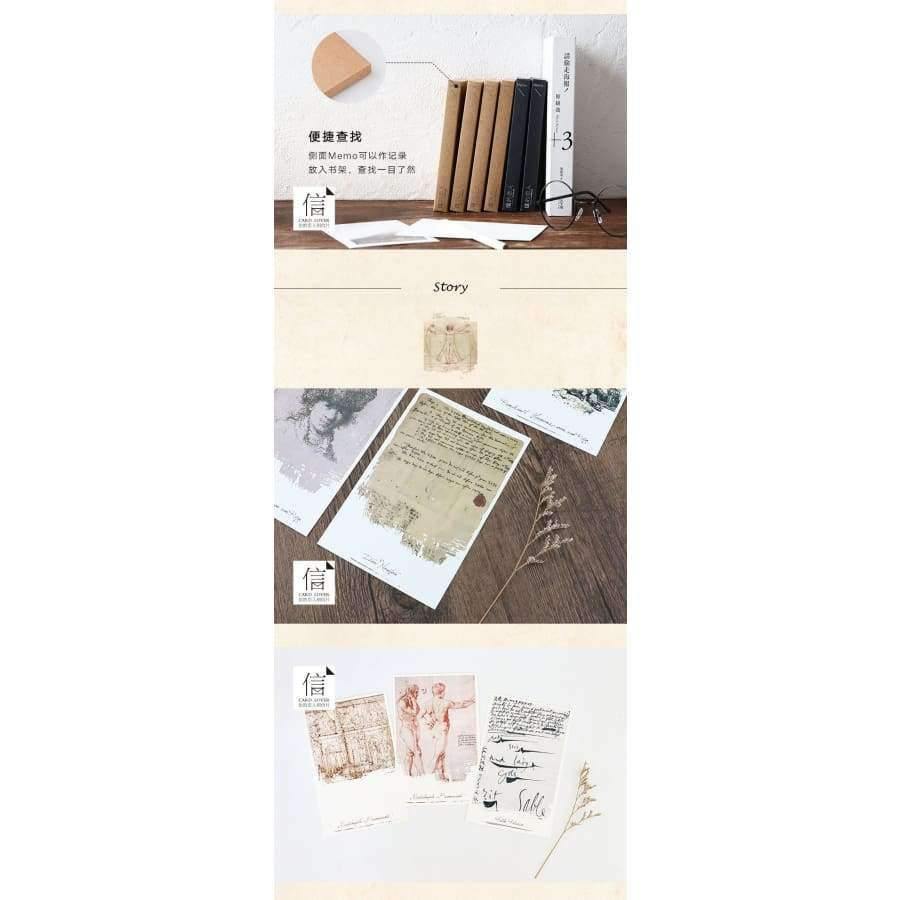 30Blätter/LOS Da Vinci Schwarz-Weiß Handgemalte Englisch/Weihnachten und Neujahr Geschenke /Postkarten Set /Wunschkarte/Visitenkarten