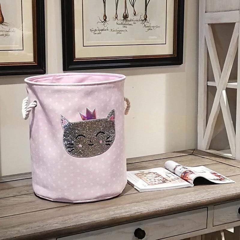 35*40cm Utensilien Lagerfässer Hohe Kapazität Pinke Schwan Katze Faltbare Spielzeug Aufbewahrungsbox Haushaltsorganisator Schmutzige Wäschekorb Canvas