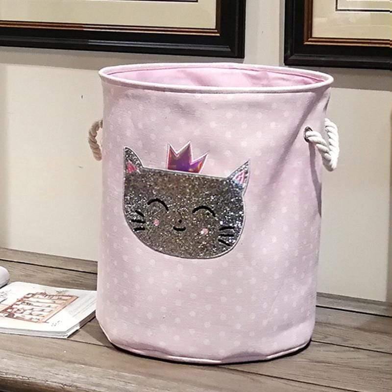 35*40cm Utensilien Lagerfässer Hohe Kapazität Pinke Schwan Katze Faltbare Spielzeug Aufbewahrungsbox Haushaltsorganisator Schmutzige Wäschekorb Canvas