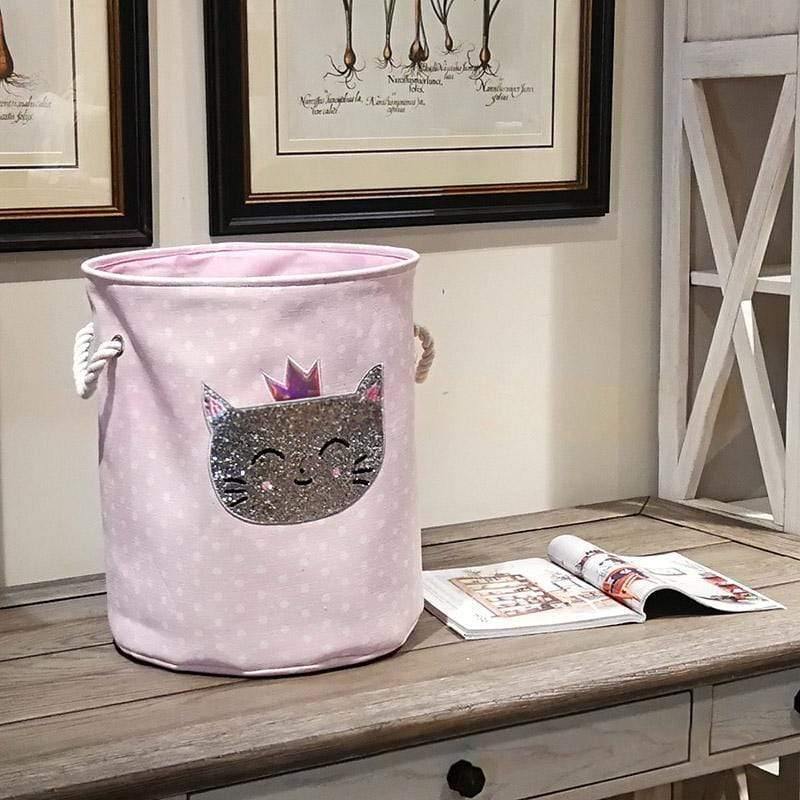 35*40cm Utensilien Lagerfässer Hohe Kapazität Pinke Schwan Katze Faltbare Spielzeug Aufbewahrungsbox Haushaltsorganisator Schmutzige Wäschekorb Canvas