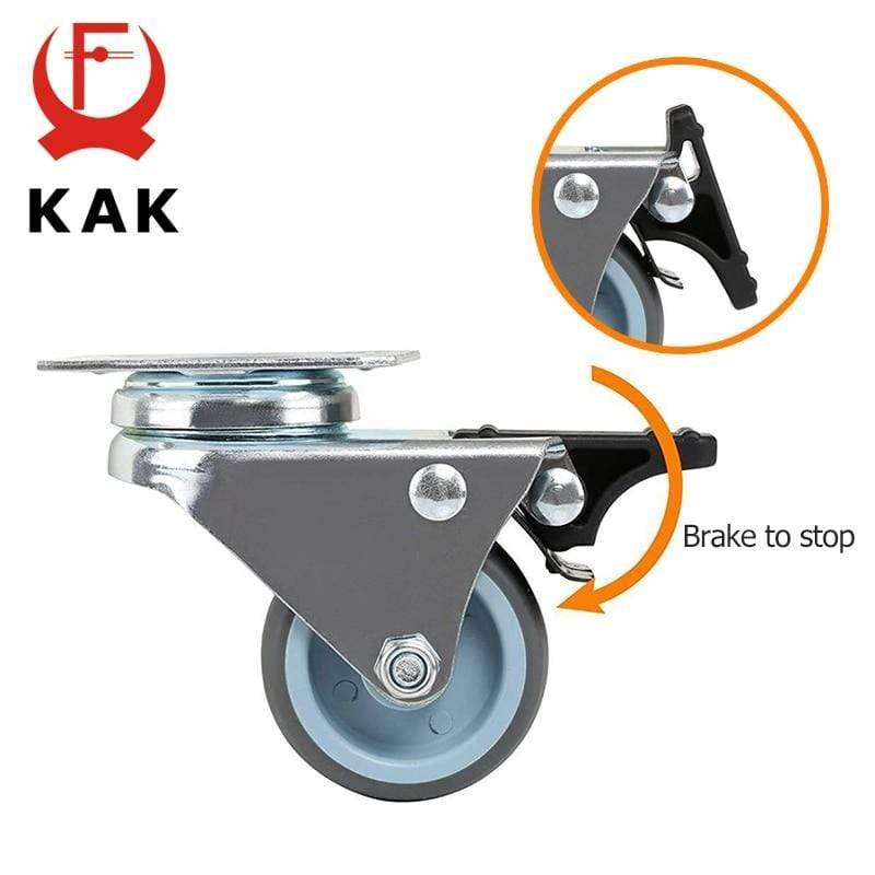 4pcs KAK Drehmute Rad Ersatz 2 Zoll 60KG Weicher Gummi Sichere Rollen Möbelräder für Wagen Esstisch
