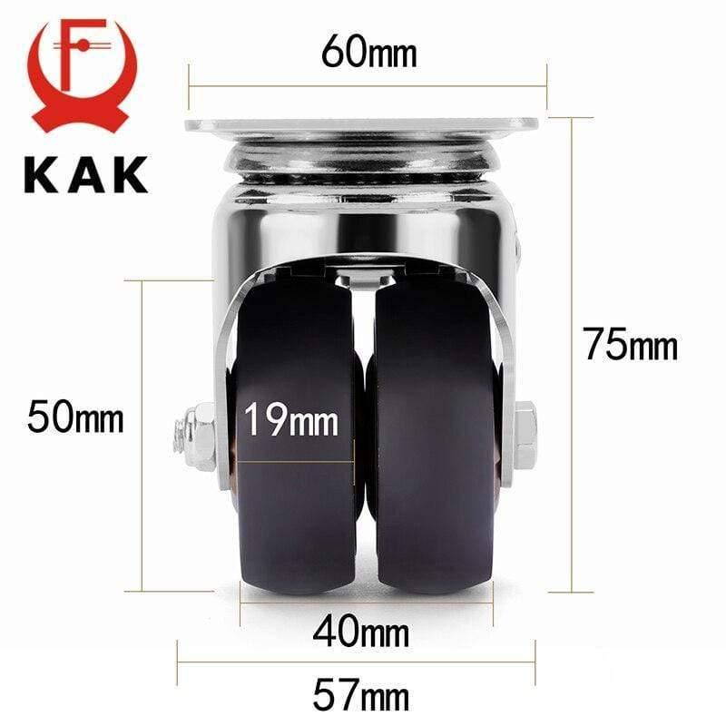 4pcs KAK Drehmute Rad Ersatz 2 Zoll 60KG Weicher Gummi Sichere Rollen Möbelräder für Wagen Esstisch