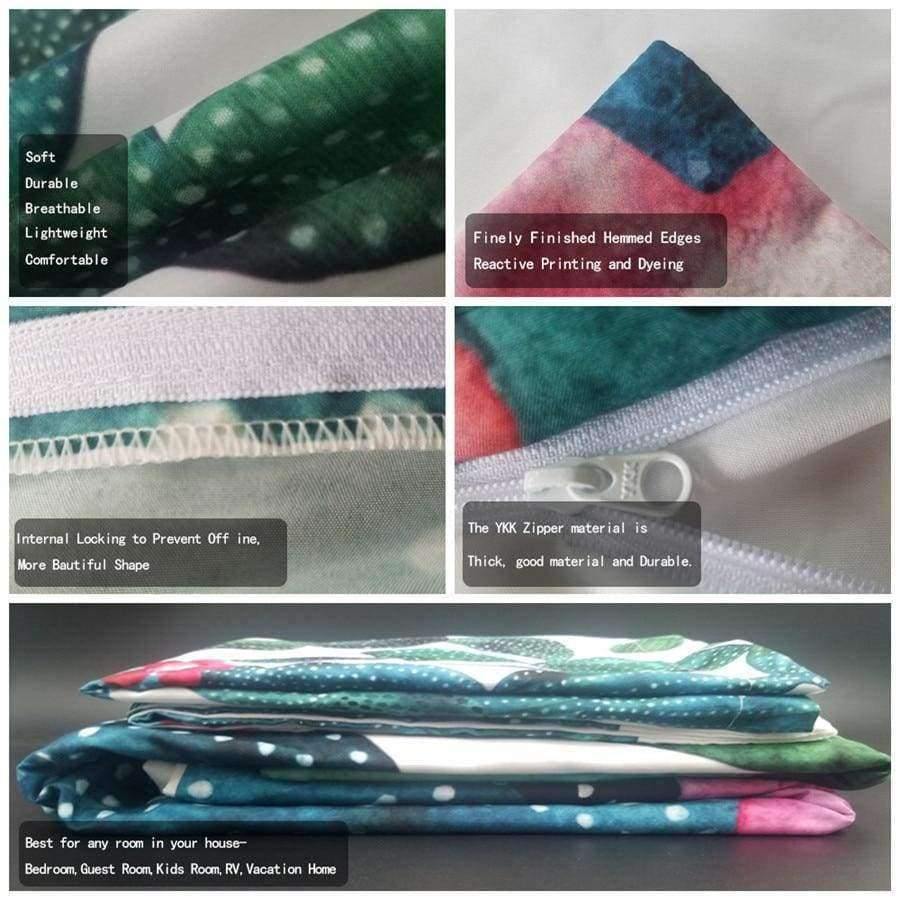 3D Bettwäsche Set Kaktusdruck Bettbezug Set lebensechte Bettwäsche mit Kissenbezug Bett Set Heimtextilien #2-7