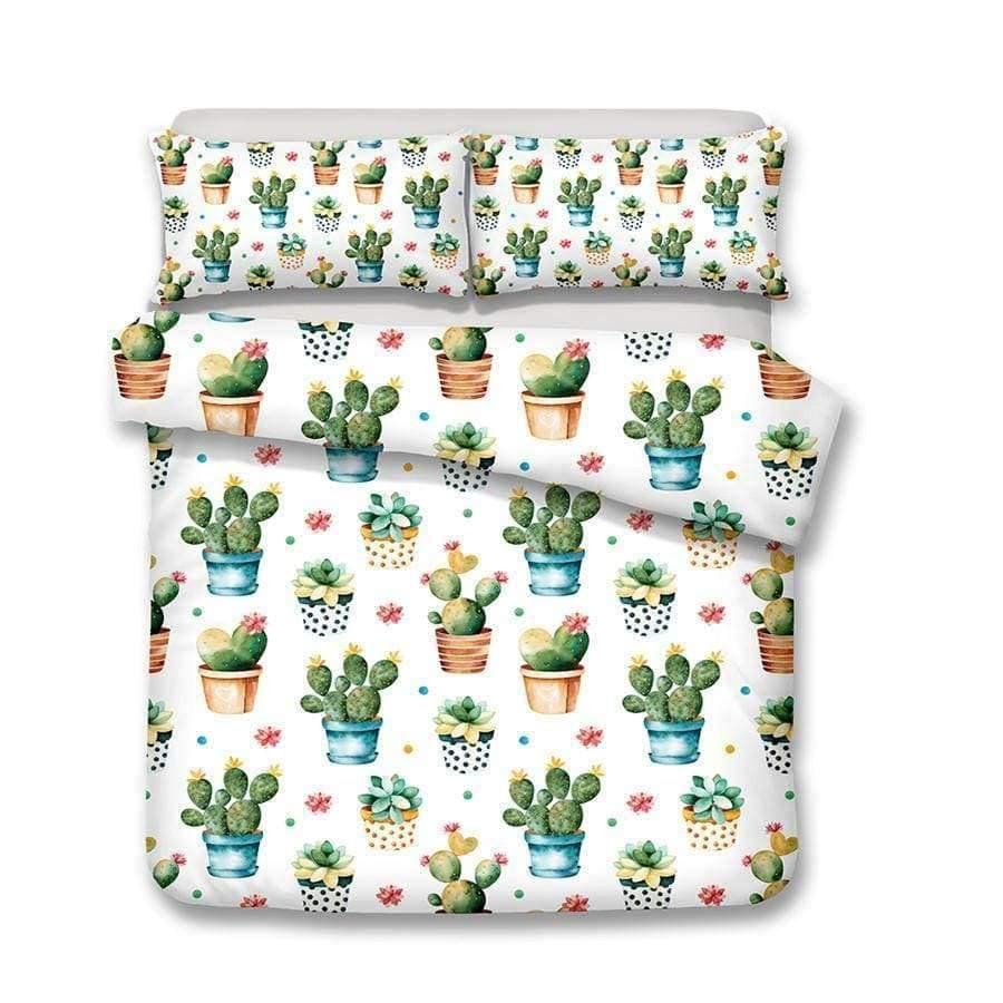 3D Bettwäsche Set Kaktusdruck Bettbezug Set lebensechte Bettwäsche mit Kissenbezug Bett Set Heimtextilien #2-7