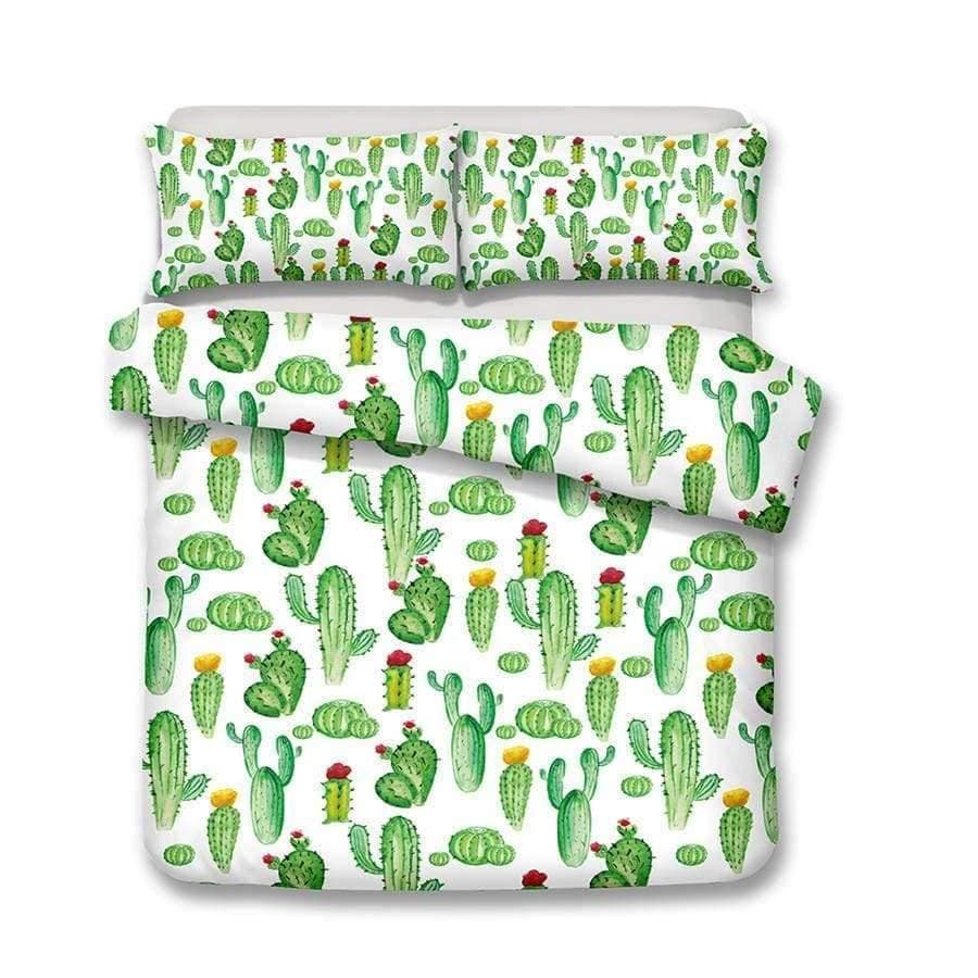 3D Bettwäsche Set Kaktusdruck Bettbezug Set lebensechte Bettwäsche mit Kissenbezug Bett Set Heimtextilien #2-7