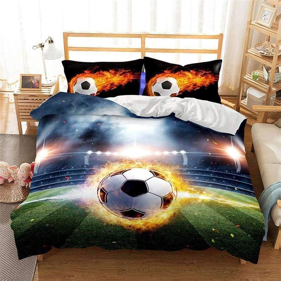 3D Bettwäsche Set Fußball Druck Bettbezug Set lebensechte Bettwäsche mit Kissenbezug Bett Set Heimtextilien #2-5