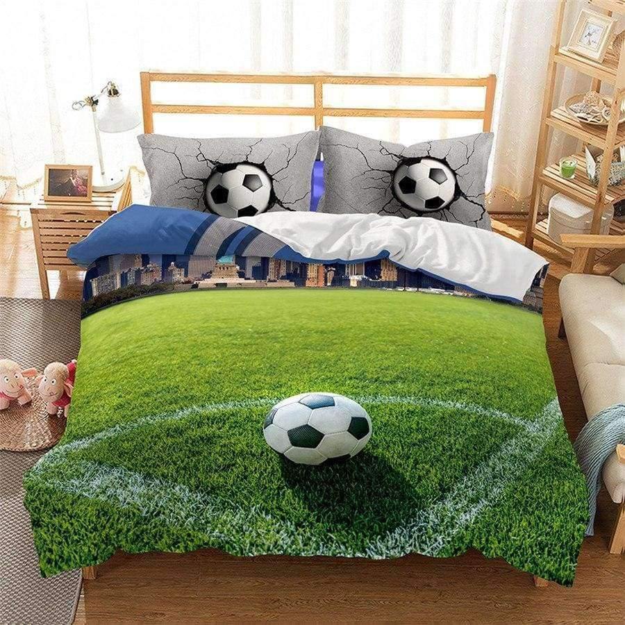 3D Bettwäsche Set Fußball Druck Bettbezug Set lebensechte Bettwäsche mit Kissenbezug Bett Set Heimtextilien #2-5