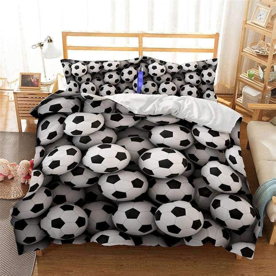 3D Bettwäsche Set Fußball Druck Bettbezug Set lebensechte Bettwäsche mit Kissenbezug Bett Set Heimtextilien #2-5