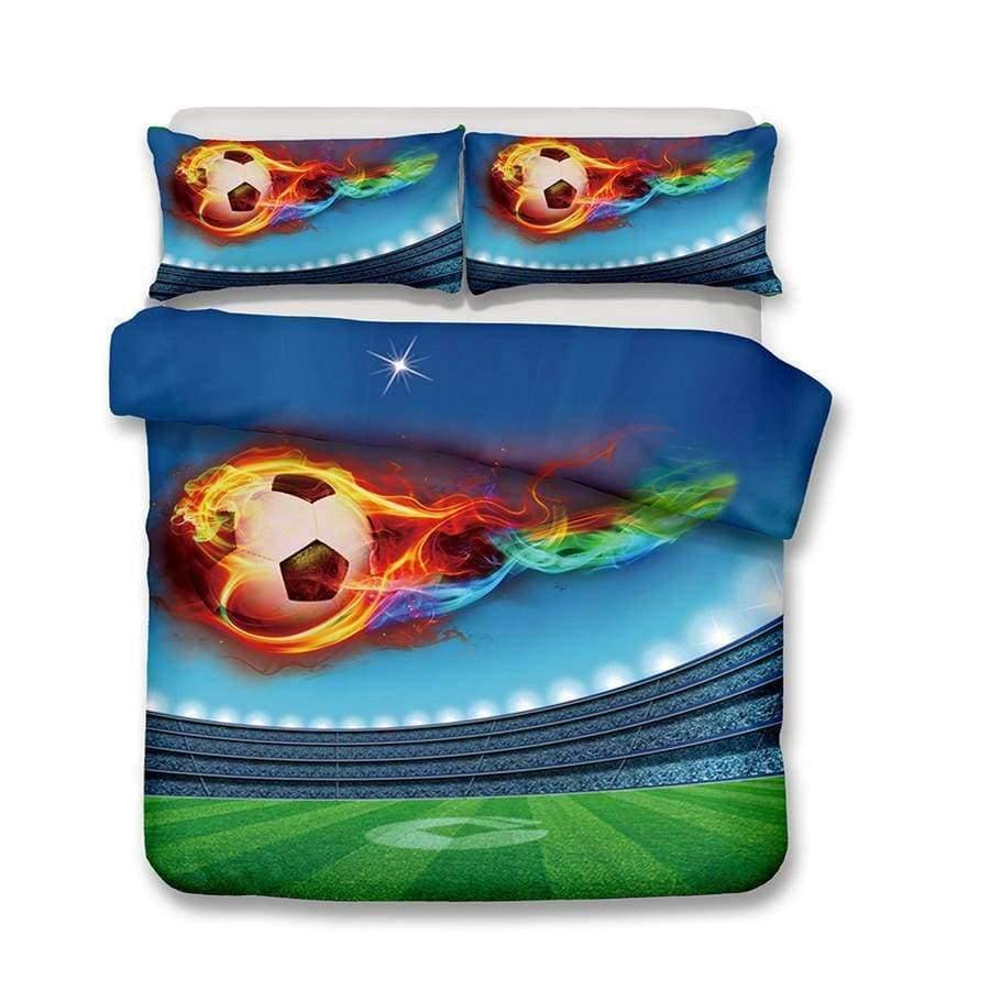 3D Bettwäsche Set Fußball Druck Bettbezug Set lebensechte Bettwäsche mit Kissenbezug Bett Set Heimtextilien #2-5