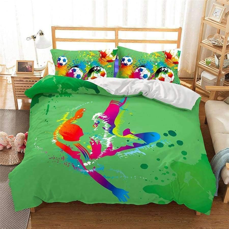 3D Bettwäsche Set Fußball Druck Bettbezug Set lebensechte Bettwäsche mit Kissenbezug Bett Set Heimtextilien #2-5