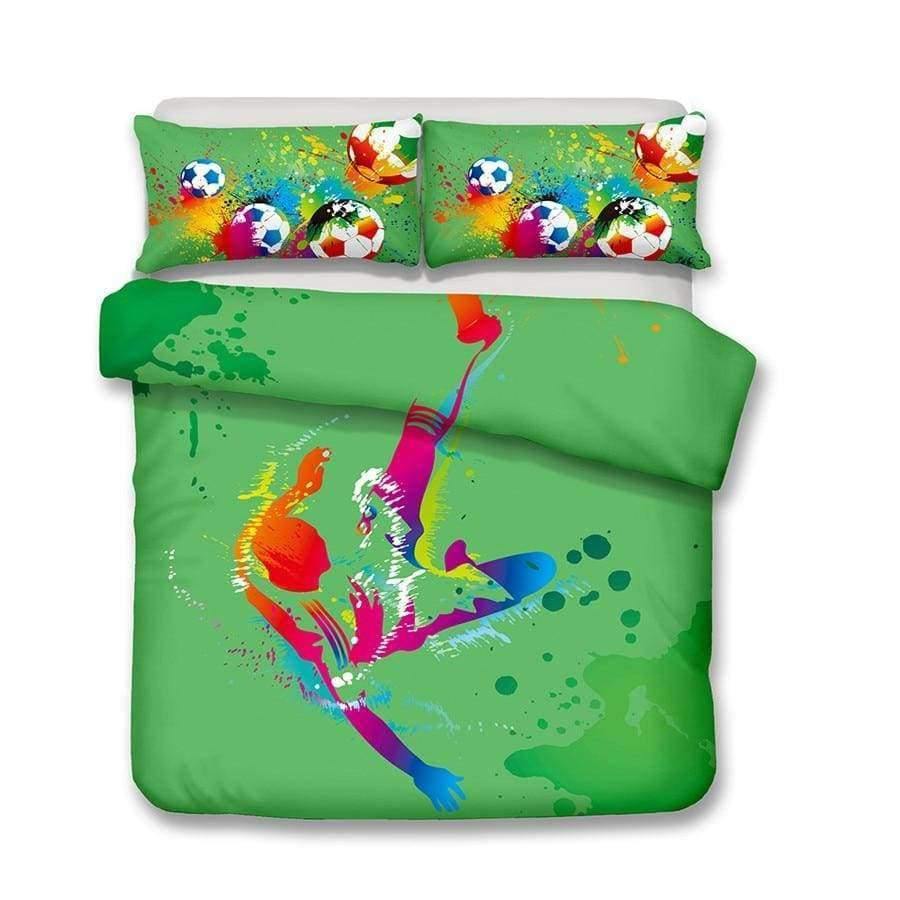 3D Bettwäsche Set Fußball Druck Bettbezug Set lebensechte Bettwäsche mit Kissenbezug Bett Set Heimtextilien #2-5