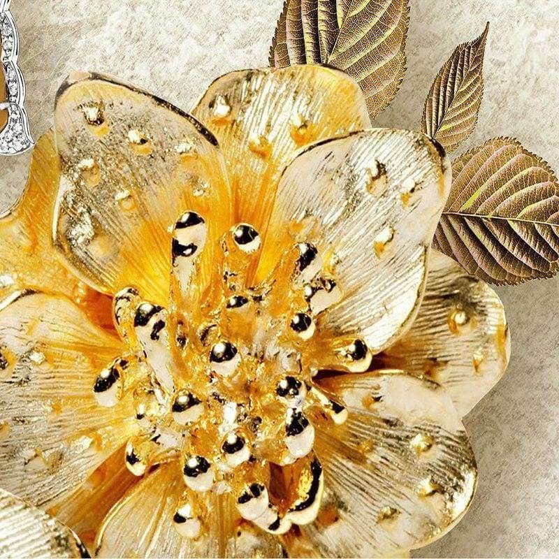 3D Tapete Europäischer Stil Goldene Diamant Blumen Schmuck Hintergrund Wandbilder Hotel Wohnzimmer TV Sofa Wohnkultur 3 D